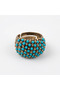 Bronze Women's Ring Authentic Copper Jewelry Tiny Turquoise Worked Topaz Model Adjustable Vintage - 2