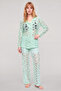 Elegant Lace Embroidered Buttoned Women's Pajama Set – Mint Green