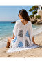 Women's 100% Viscose V-Neck Patterned Swimsuit Bikini Top Beach Dress Pareo – Standard Size - 5