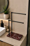 Natural Elazığ Cherry Marble Base Double Handle Matte Black Metal Towel Holder |   Countertop Bathroom Towel Stand |   25X15 cm - 2