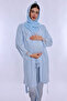 Effortt Maternity Pajama Set with Hijab, Comfortable Cut, Breastfeeding Feature, and Robe - Blue - 8