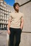 Men's Fashion Trend Cream Polo Neck T-Shirt - 2