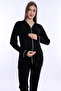 Adjustable Waist Detailed Maternity Pajama Set with Breastfeeding Feature Effortt - Black - 3