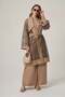 Women's Comfortable Fit Mesh Fabric Garnished Double Suit Beige 31368