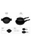 Harmony Trio 3 Piece Cast Granite Set 18 cm Pan 20 cm and 24 cm Frying Pan Black Non-Stick Surface - 2