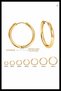 12 mm Surgical Steel Sectioned Bar Anti-Tarnish Hoop Earrings Gold Color Non-Allergenic - 4