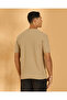 Men Beige Standup Collar Polo Shirt - 3