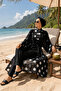 Chiffon Pareolu Adjustable Waist Hijab Swimsuit Polka Dot