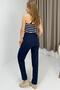 Women's Canvas Pocket Mom Pants Navy Blue - 4