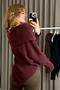 Women's Asymmetrical Cut Bat Sleeve Sweater Burgundy - 2