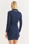Women's Polo Collar Mini Dress Navy Blue - 4