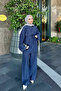 Navy Blue Tie-Waist Shirt and Trousers Set - 2