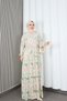 Women's modal fabric floral print hijab half placket buttoned summer dress - green hnt2130 - 3