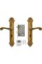 Ornate Mortise Handle Full Set, Antique Gold Finish, Victorian Style, with Lock Body, Cylinder and K - 2