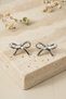 Pair of Bowknot Design Glossy Silver Color Steel Earrings Women's Jewelry Accessory - 5