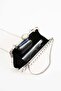Polkia Ecru Satin Fabric Polka Dot Patterned Chain Strap Clip Closure Clutch Bag - 4