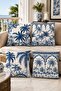 Blue Palms Patterned 4-Piece Throw Pillow Cover Set