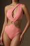 One-Shoulder Cut-Out Detailed Padless Modern Women's Swimsuit with 6 Color Options