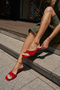Costa Women's Red Real Suede Mini-Heeled Flip-Flops with Detail on the Toe - 4