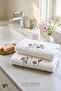 100% Cotton Embroidered Design Flower & Leaf Pattern Hand and Face Towel 50X90 cm Set of 2