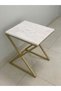 Modern Iron & Marble Side Table – Elegant Accent Table for Living Room, Bedroom & Office (50L x 45W x 62H cm)