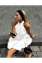Elegant Halter Neck Pleated Short Dress - 2