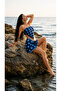 Choose Your Style Premium Navy Blue Polka Dot Patterned 2-Piece Short Pareo and Bandana Set 150X50 cm / 70X70 cm - 2