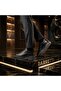 Black Floter Leather Gray Sole Sneaker - 5