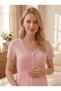 Women's Powder Striped Patterned Lace 2-Piece Maternity Nightgown Set with Dressing Gown - 2