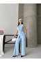 Women's Double-Breasted Belted Sleeveless Jacket and Classic Trousers Two-Piece Set - 2
