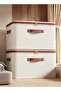 2 Pack Foldable Clothes Storage Boxes with Two-way Zipper for Comforters, Blankets, Toys (Beige) - 2