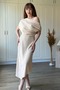 Women's Off-Shoulder Boat Neck Asymmetrical Cut Stylish Midi Length Day and Night Dress