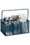 Utensil Holder, Silverware Organizer, Caddy, Cutlery Holder, Kitchen, Metal Mesh, 10"L x 7"W x 4.75"H, Turquoise