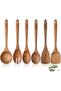 Wooden Spoons for Cooking Set of 6 - Teak Wood Kitchen Utensil Set, FSC Certified Non Toxic Wooden Cooking Utensils