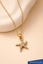 Women's Gold Color Starfish Figured Stone Necklace - 2