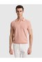 Salmon Slim Fit Linen Blend Lapel Collar Knitwear T-Shirt 50320799-Vr047