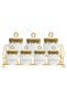 Porcelain Spice Jar Set 7 Pieces with Gold Detail and Metal Stand Kitchen Storage Jar - 3
