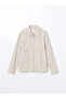 Beige Slim Fit Shirt Collar 100% Linen Men's Jacket - 5