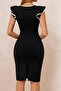 Women's short sleeve crew neck Slit import crepe dress - 2