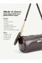 Wrinkled Textured Brown Shk327 Cylinder Bag, Wallet Charm, Zipper, Women's Hand, Arm and Shoulder Bag - 6