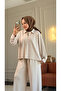 6490 - Stylish Comfortable Knitted Modal Fabric Casual Zipper Shirt Collar Women's Set - 3