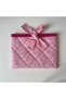 Handmade Navy Blue and White Striped Patterned Fabric Bag / Tote Bag with Pink Bow Detail