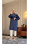 6544 - Comfortable and Stylish Buttoned Pocket Sleeve Pocket Embroidery Detailed Soft Modal Fabric Long Women's Tunic - 2