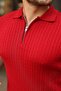Men's Knitted Pattern Zipper Collar Knitwear T-Shirt - 6
