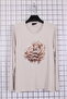 Women's Plus Size Lycra Crew Neck Floral Printed Long Sleeve Mom T-Shirt Combed Cotton Blouse - 2