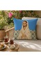 Mediterranean Woman Patterned Decorative Throw Pillow Cover 43X43 cm Bohemian Ethnic Pillowcase