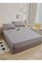 King Size Fitted bed sheet 180*200+30 cm with 2 pillow covers, set of 3 pieces, plain grey color. - 3