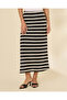 Women's Black Striped Crochet Midi Skirt