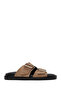 Women's Mink Double Buckle Suede Leather Slippers 26Sfd271710