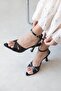 Willow Women's Heeled Wrinkled Leather Sandals Black - 2